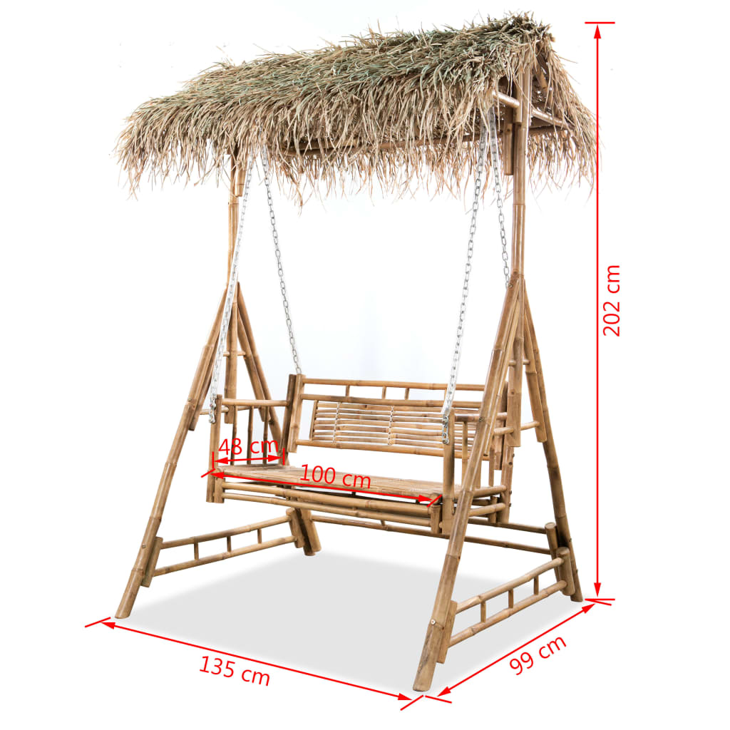 2-Sits Hammock Med Palmblad Bambu 202 Cm