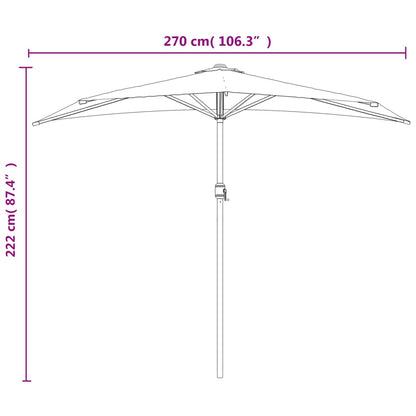 Balkongparasoll Med Aluminiumstolpe 270X144 Cm Halvrunt