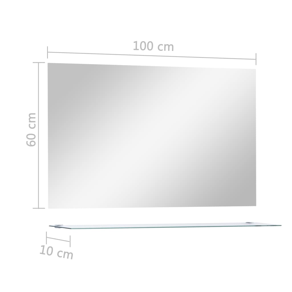 Badrumsspegel Med Hylla 100X60 Cm Härdat Glas