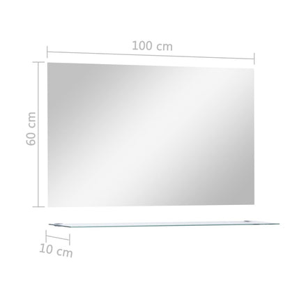 Badrumsspegel Med Hylla 100X60 Cm Härdat Glas