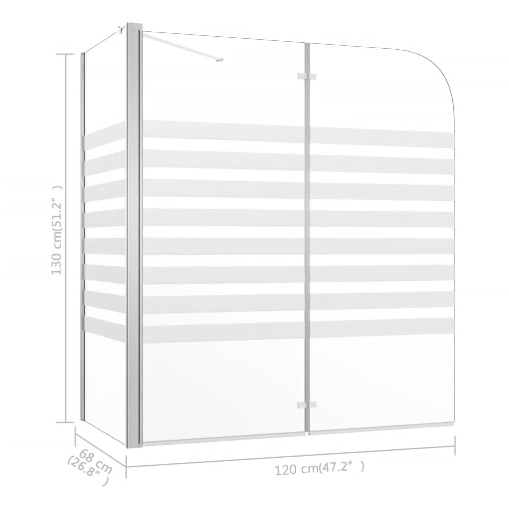 Badkarsvägg 120X68X130 Cm Härdat Glas Randig