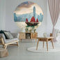 Wallart Tapet Cirkelformad Skyline With Junk Boat 142,5 Cm