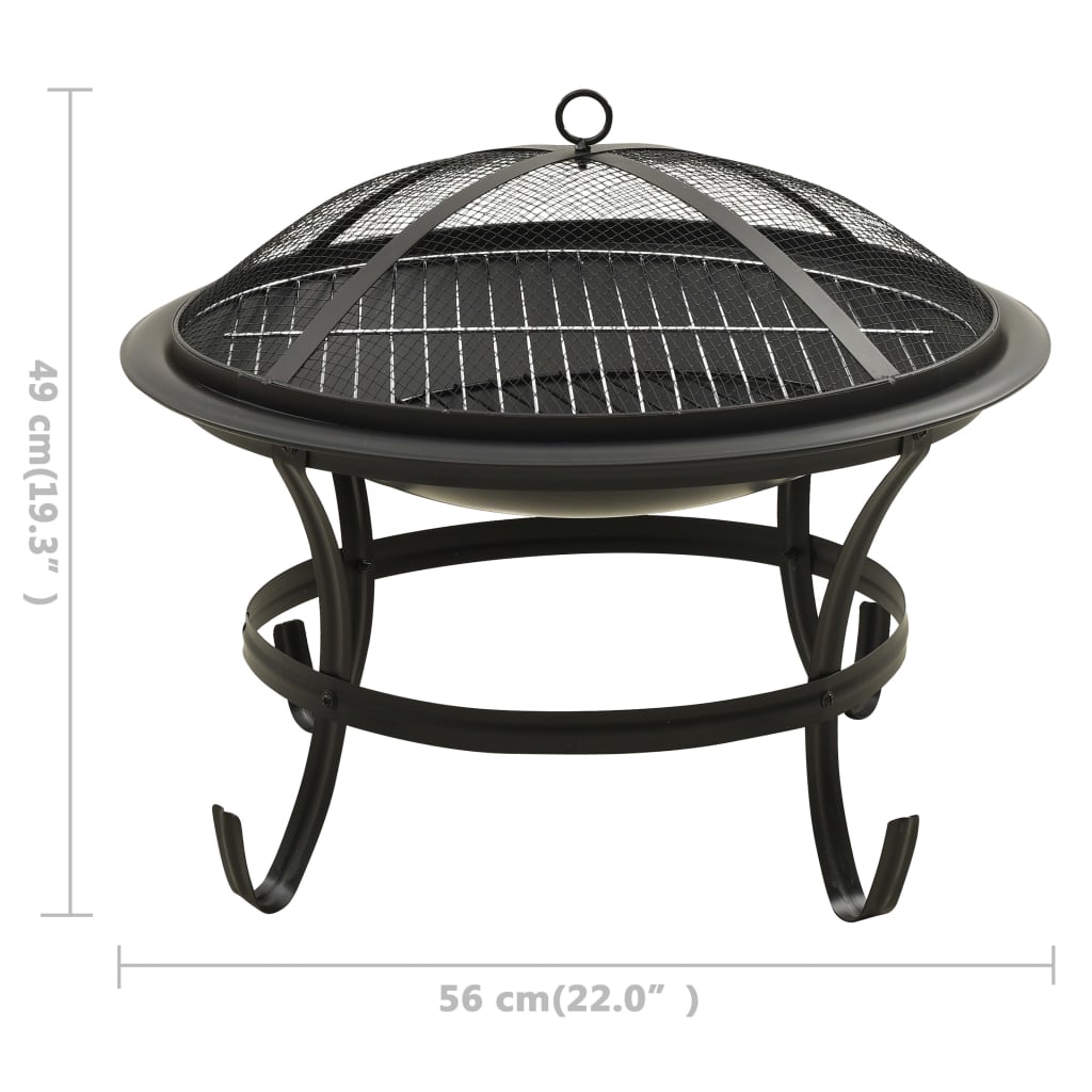 2-I-1 Eldstad Med Grill Och Eldgaffel 56X56X49 Cm Stål