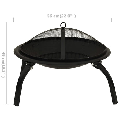 2-I-1 Eldstad Med Grill Och Eldgaffel 56X56X49 Cm Stål