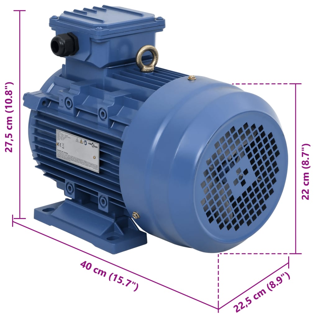 3-Fas Elektrisk Motor Aluminium 4Kw/5,5Hk 2-Polig 2840 Rpm