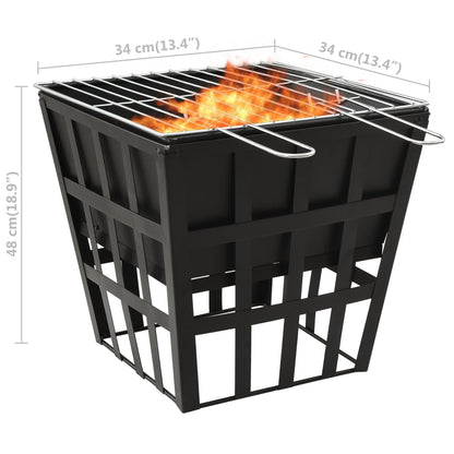 2-I-1 Eldstad Och Grill 34X34X48 Cm Stål