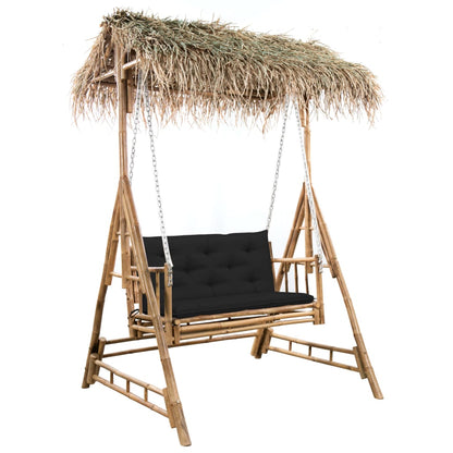 2-Sits Hammock Med Palmblad Och Dynor Bambu 202 Cm