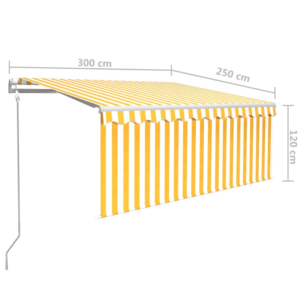 Automatiserad Markis Vindsensor Rullgardin Led 3X2,5M Gul/Vit