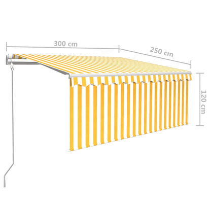 Automatiserad Markis Vindsensor Rullgardin Led 3X2,5M Gul/Vit