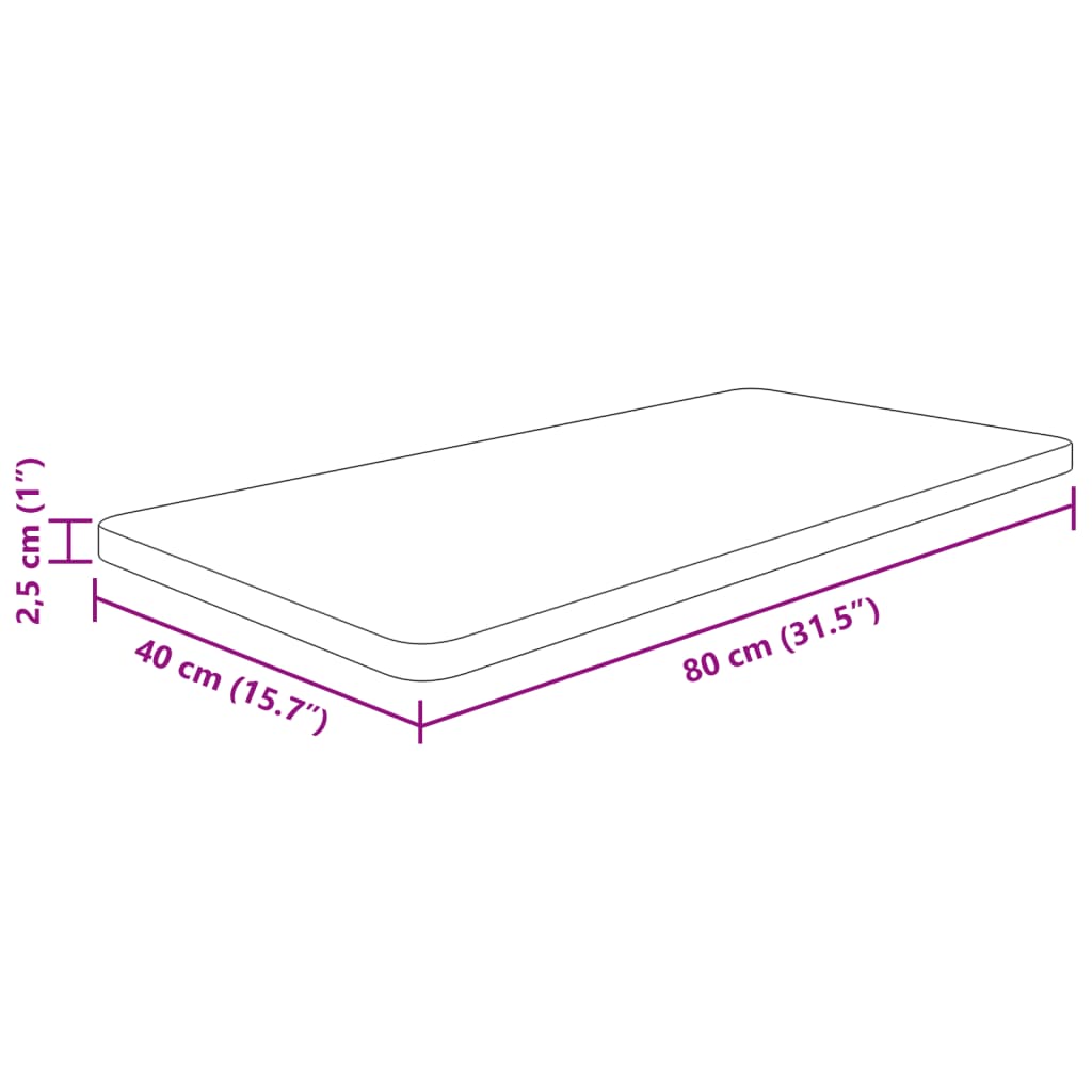 Bänkskiva För Badrum 80X40X2,5Cm Behandlat Massivt Trä