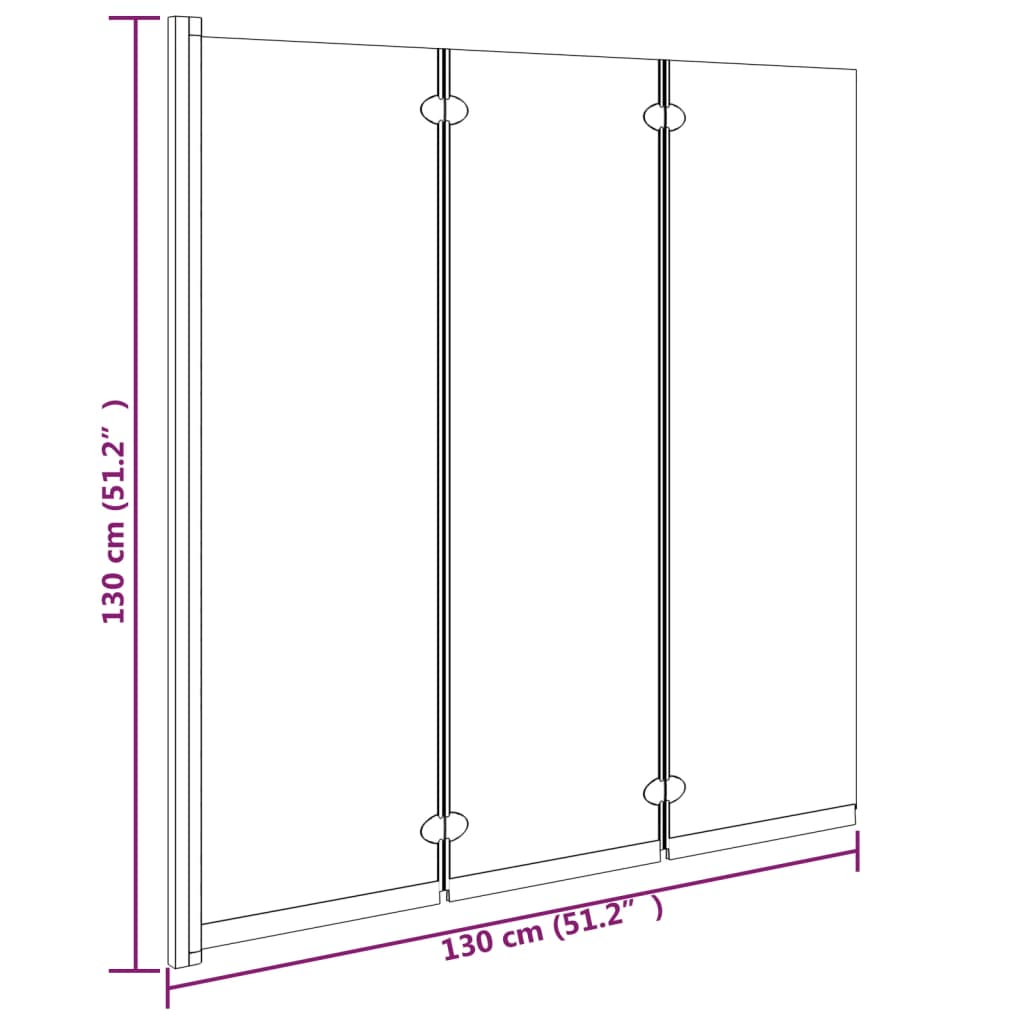 Vikbar Duschvägg 3 Paneler 130X130 Cm Esg Svart