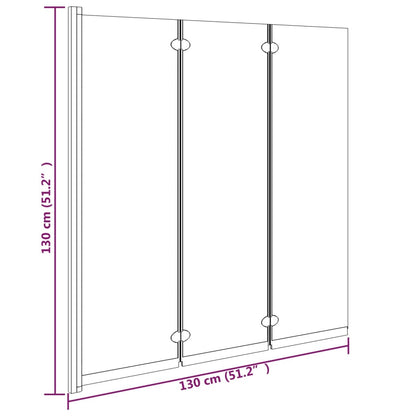 Vikbar Duschvägg 3 Paneler 130X130 Cm Esg Svart