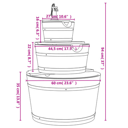 Vattenfontän Med Pump 60X60X94 Cm Massivt Granträ