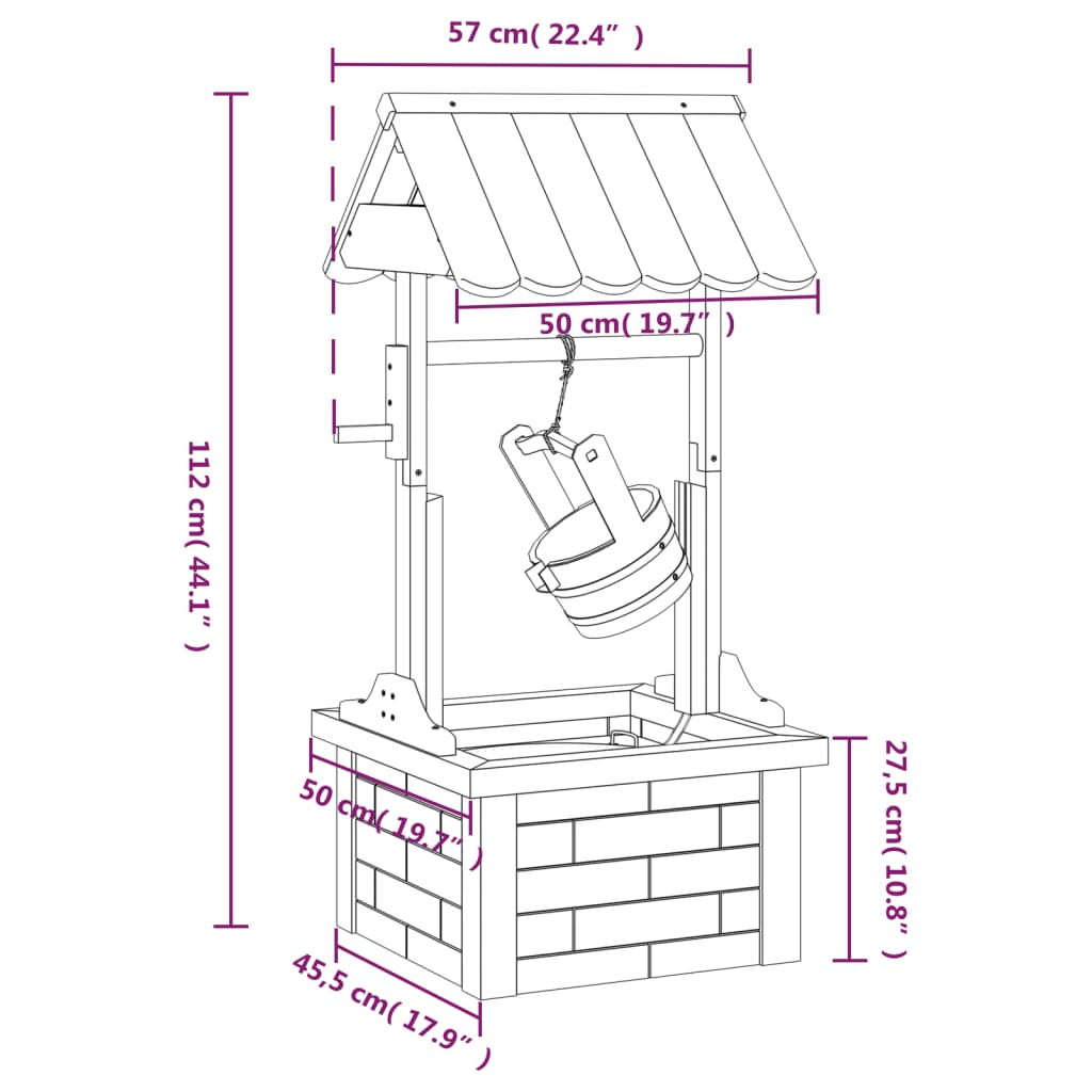 Vattenbrunn Med Pump 57X50X112 Cm Massivt Granträ