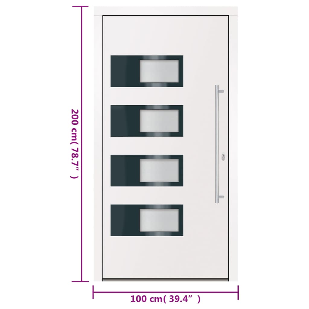 Ytterdörr Vit 100X200 Cm Aluminium Och Pvc