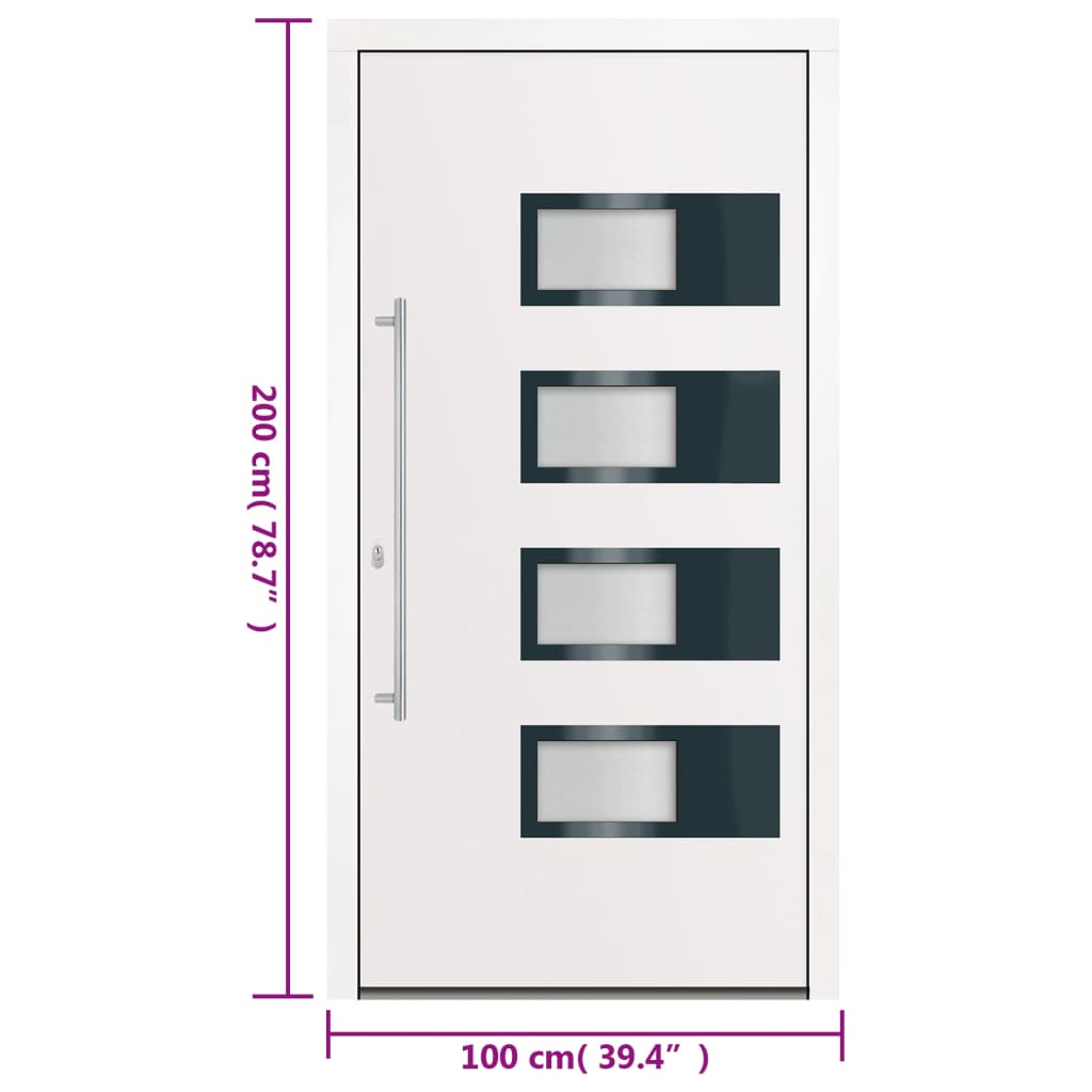 Ytterdörr Vit 100X200 Cm Aluminium Och Pvc