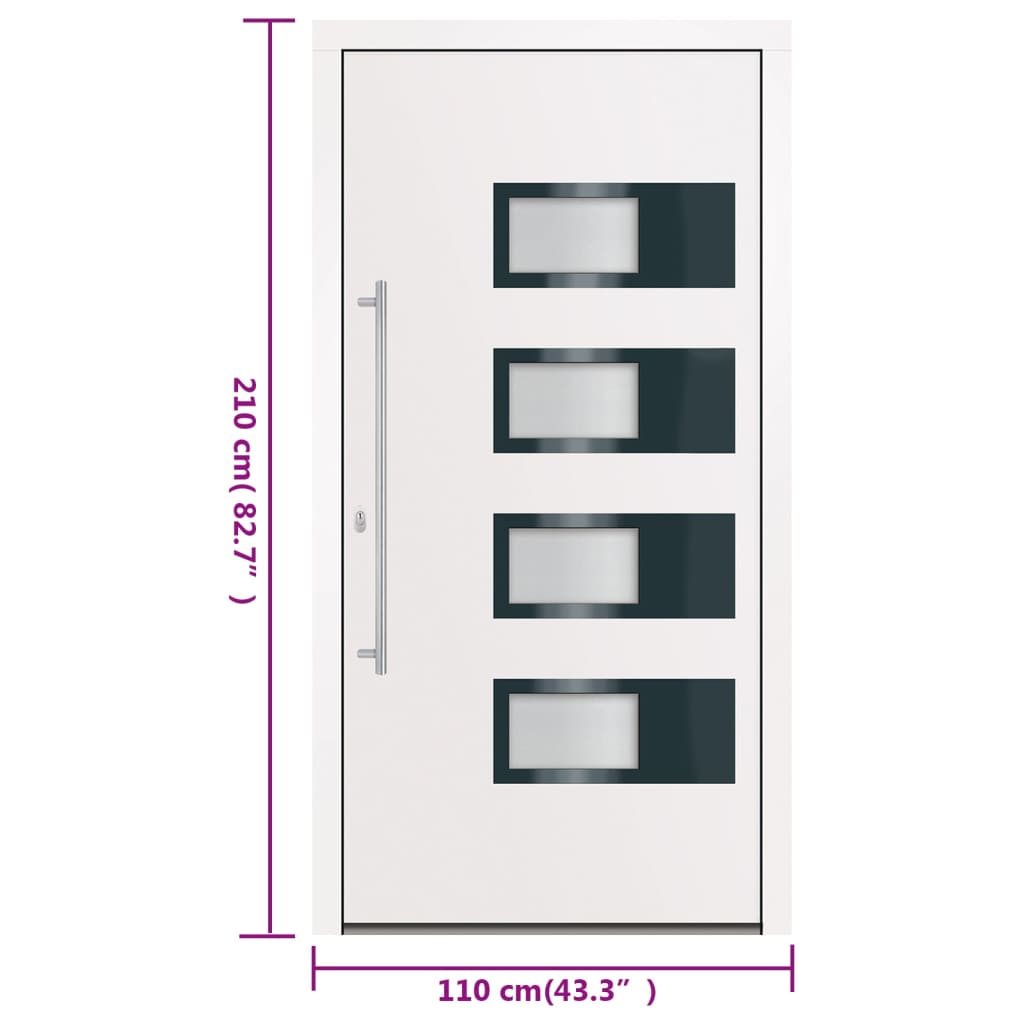 Ytterdörr Vit 110X210 Cm Aluminium Och Pvc