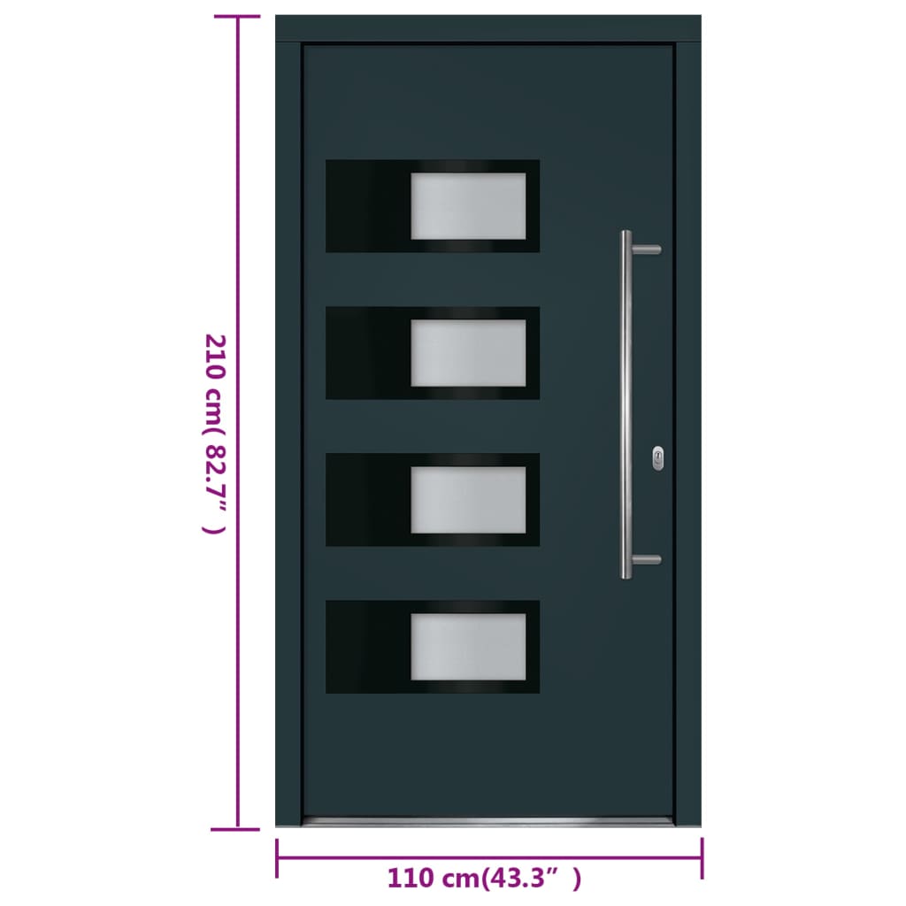 Ytterdörr Antracit 110X210 Cm Aluminium Och Pvc