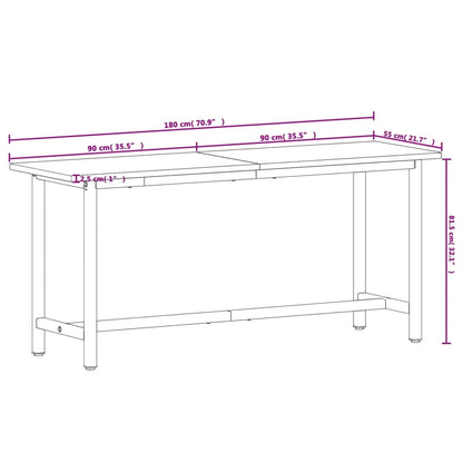 Arbetsbänk 180X55X81,5 Cm Massivt Bokträ Och Metall