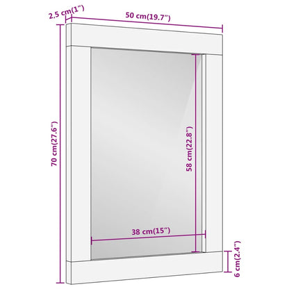 Badrumsspegel 50X70X2,5 Cm Massivt Mangoträ Och Glas