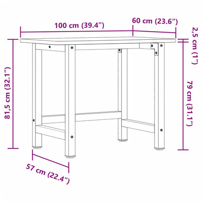 Arbetsbänk 100X60X81,5 Cm Massiv Bok Rektangulär