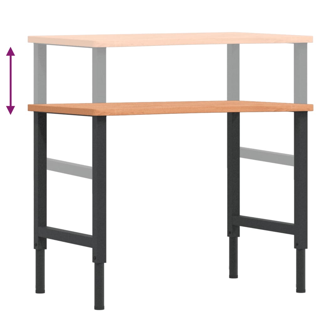 Arbetsbänk 100X(55-60)X(71,5-98) Cm Massivt Bokträ