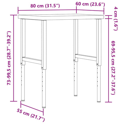 Arbetsbänk 80X60X(73-99,5) Cm Massiv Akacia Rektangulär